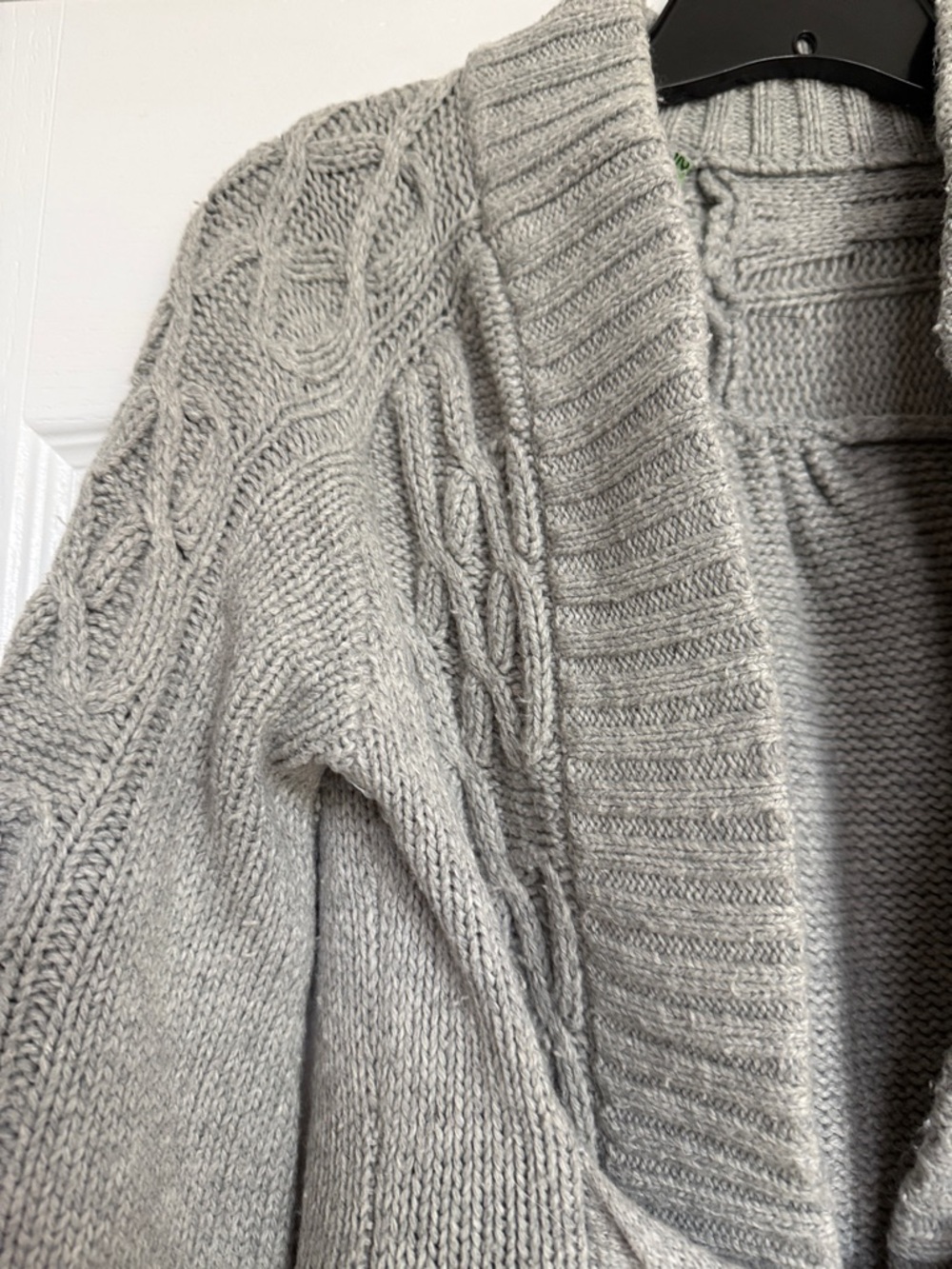 Beth Bowley Light Gray Cable-Knit Belted Cardigan - Picture 2 of 12